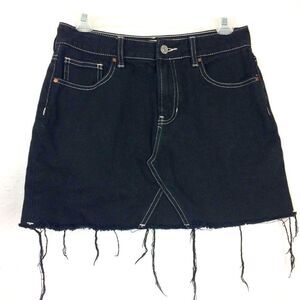 Pacsun black denim distressed hem denim skirt